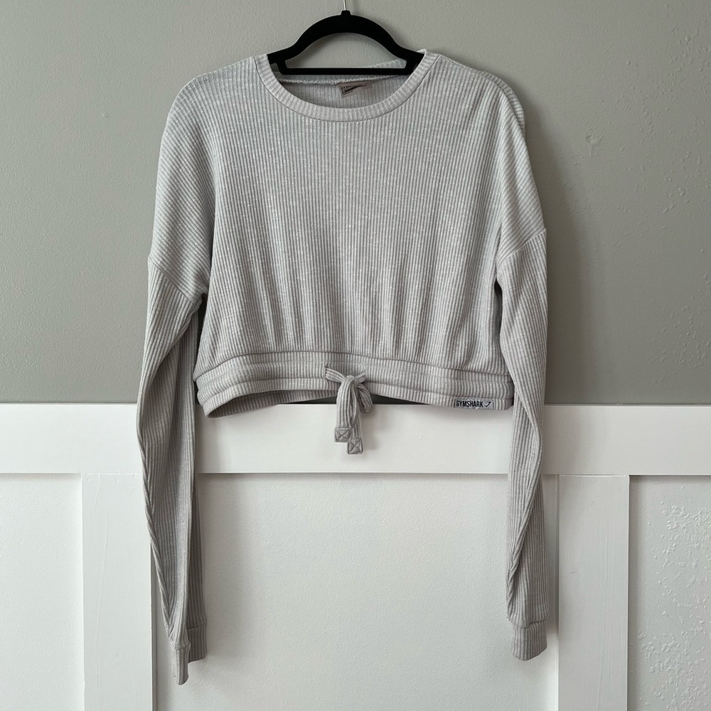 Gymshark Relaxed Ribbed Cropped Sweater in Pistachio Ice Cream